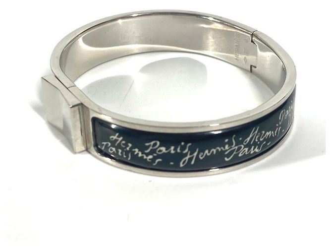 Bracciale in metallo nero e argento di Hermès - vista 4