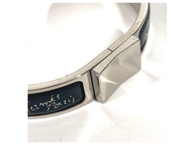 Bracciale in metallo nero e argento di Hermès - vista 5