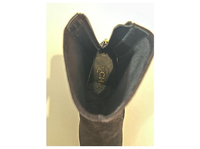 Stivaletti Chanel in suede nero - vista 9
