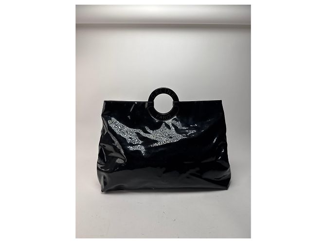 Céline Vintage Celine Paris Ringtasche aus schwarzem Lackleder - Ansicht 3