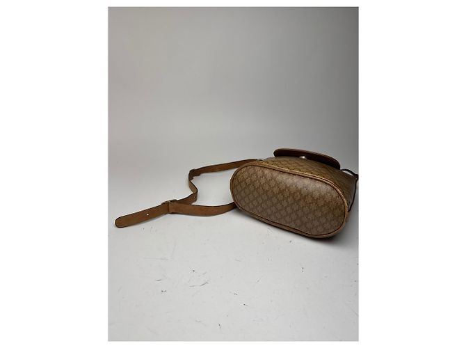 Céline Vintage Celine Triomphe Monogramm Leder Tasche in Gold und Braun Golden - Ansicht 11