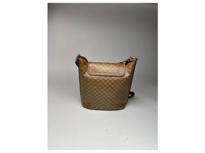 Céline Vintage Celine Triomphe Monogramm Leder Tasche in Gold und Braun Golden - Ansicht 2