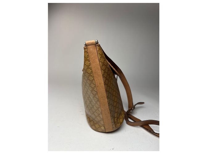 Céline Vintage Celine Triomphe Monogramm Leder Tasche in Gold und Braun Golden - Ansicht 6