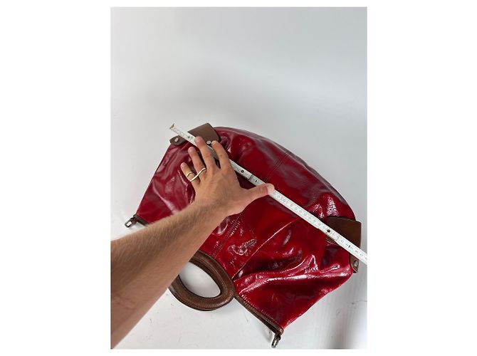 Vintage Marni Lackledertasche rot braun - Ansicht 12