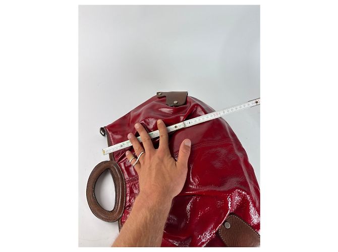 Vintage Marni Lackledertasche rot braun - Ansicht 13