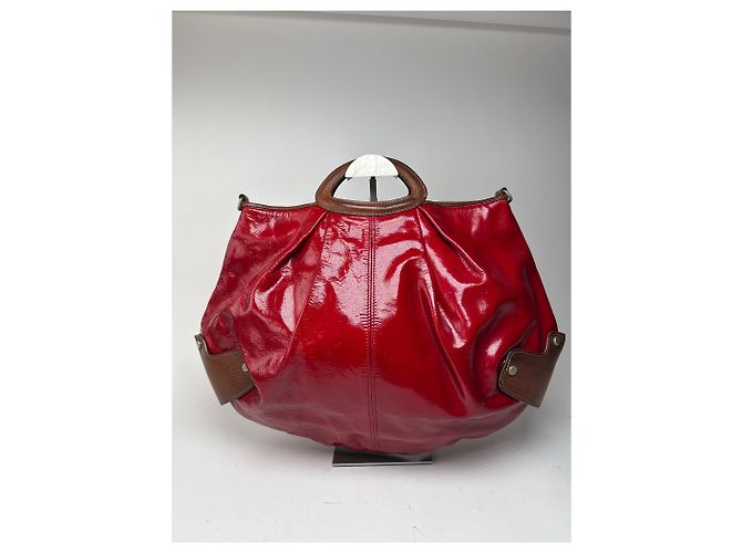 Vintage Marni Lackledertasche rot braun - Ansicht 15