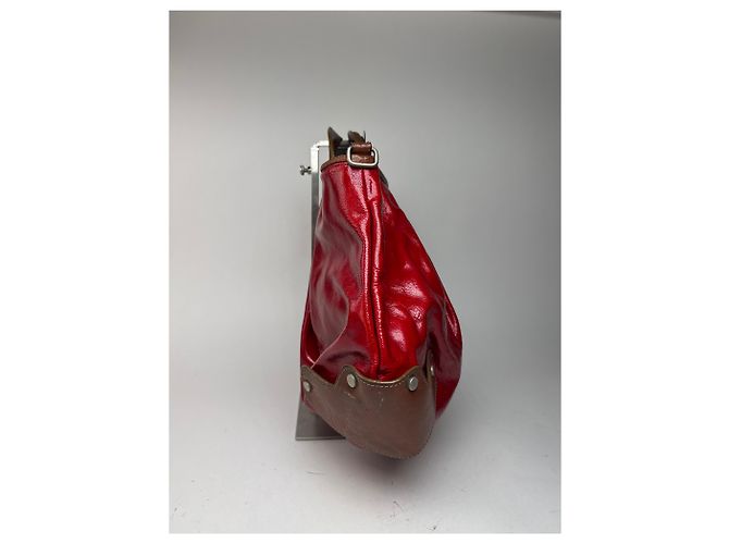 Vintage Marni Lackledertasche rot braun - Ansicht 2