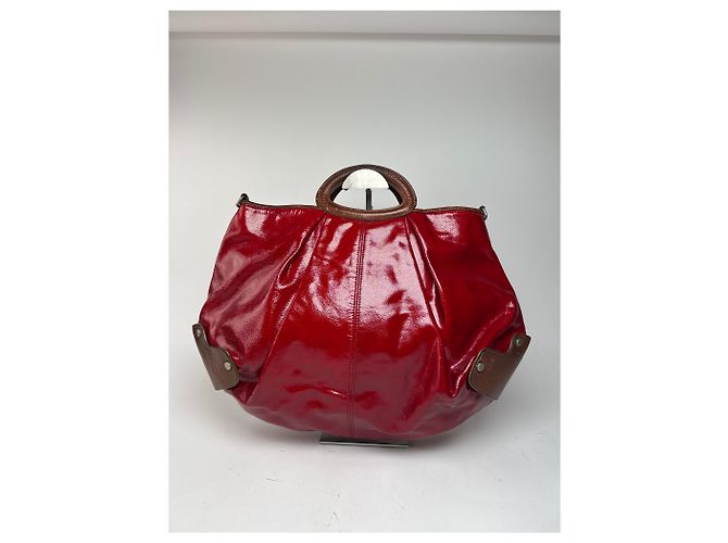 Vintage Marni Lackledertasche rot braun - Ansicht 3