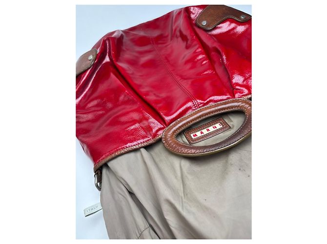 Vintage Marni Lackledertasche rot braun - Ansicht 5