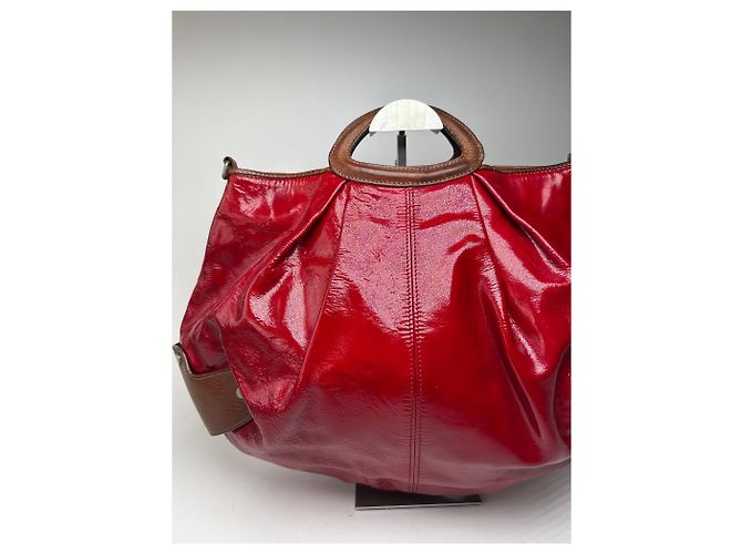 Vintage Marni Lackledertasche rot braun - Ansicht 7