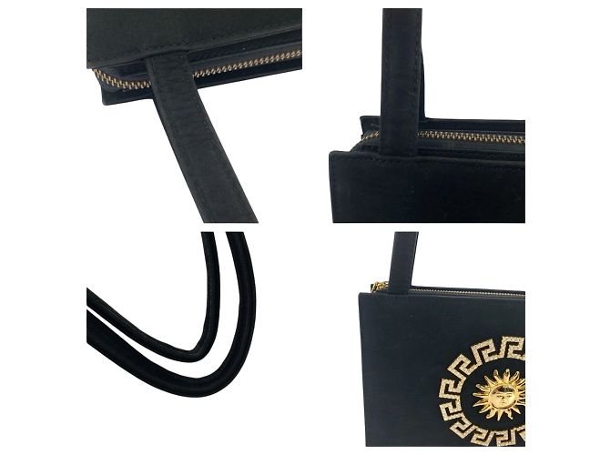 Borsa a spalla in suede nero Sunburst vintage Gianni Versace - vista 5