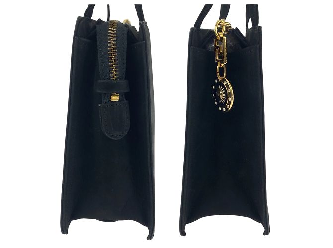 Borsa a spalla in suede nero Sunburst vintage Gianni Versace - vista 8