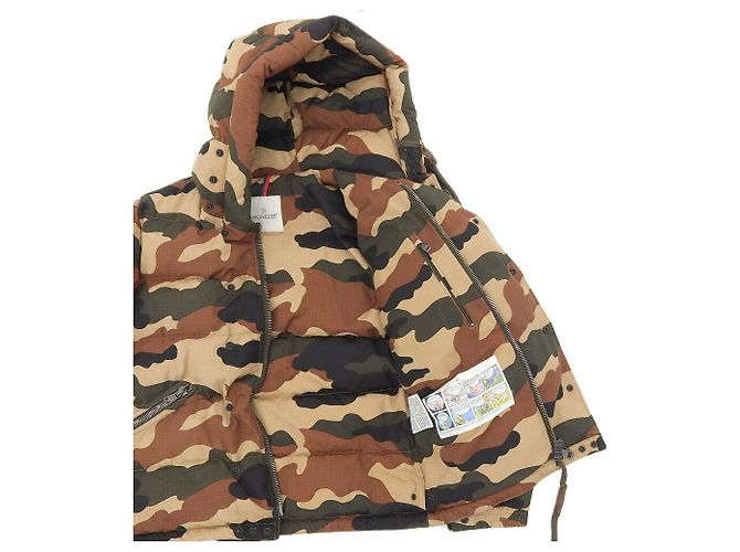 Chaqueta de Plumas Camuflada Moncler Marrón Verde L Castaño Beige - vista 8