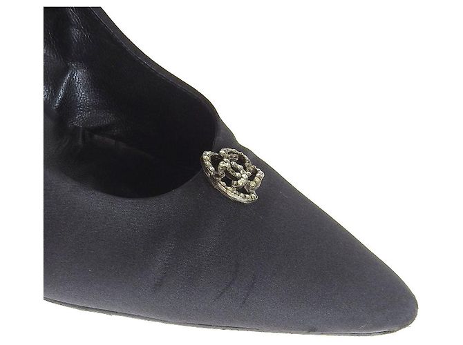 Chanel Satin Camellia Absätze Schwarz Größe 38 - Ansicht 6