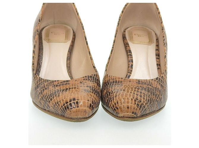 Loewe Zapatos de charol marrones Christian Dior Castaño - vista 3