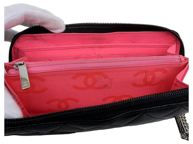 Cartera larga de piel de cordero de la línea Cambon de Chanel Negro - vista 8