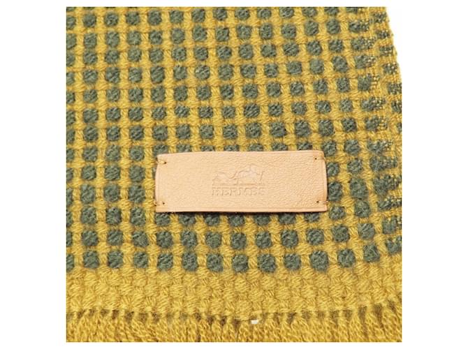 Hermès Stola 100% Cashmere Hermes Crudo Senape Verde scuro - vista 5