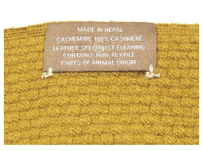 Hermès Stola 100% Cashmere Hermes Crudo Senape Verde scuro - vista 6
