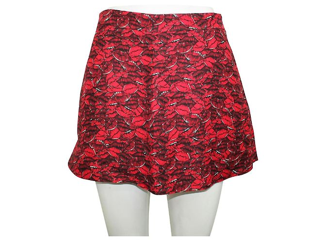 Falda corta roja con estampado de labios Valentino - vista 2