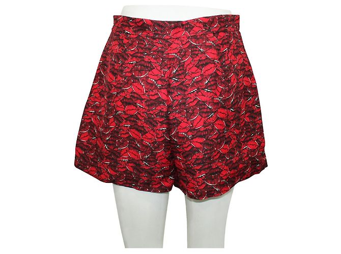 Falda corta roja con estampado de labios Valentino - vista 3