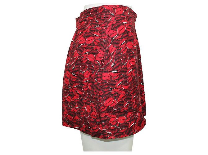 Falda corta roja con estampado de labios Valentino - vista 4