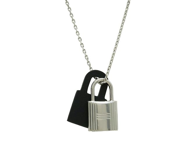 Hermès Collana pendente a forma di lucchetto Hermes O'Kelly PM Nero Argento - vista 2