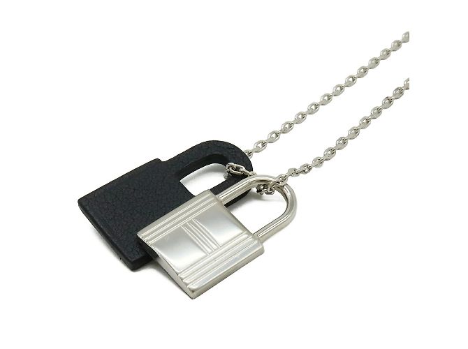 Hermès Collana pendente a forma di lucchetto Hermes O'Kelly PM Nero Argento - vista 4