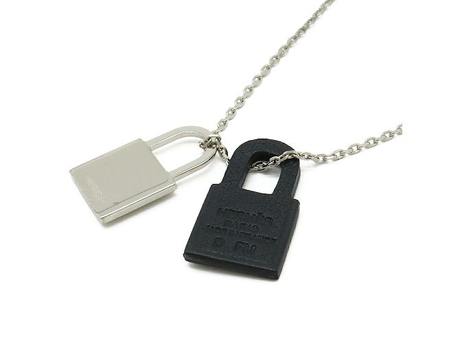 Hermès Collana pendente a forma di lucchetto Hermes O'Kelly PM Nero Argento - vista 5