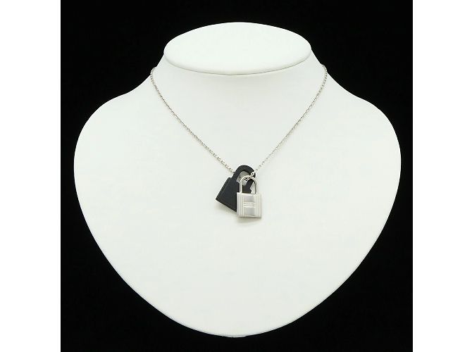 Hermès Collana pendente a forma di lucchetto Hermes O'Kelly PM Nero Argento - vista 7