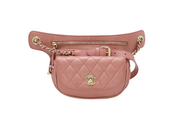 Borsa a tracolla in pelle rosa Matelassé di Chanel - vista 2