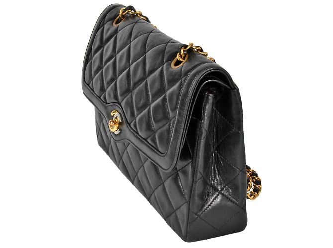Borsa a spalla con catena Chanel Matelassé Double Flap Nero - vista 2