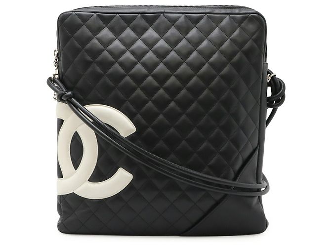 Borsa a spalla Chanel Cambon Line Coco Mark Nero Bianco - vista 2