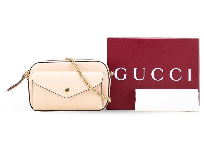 Bolso de hombro de cuero Gucci GG Super Mini Castaño Beige - vista 10