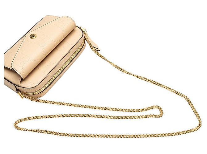 Bolso de hombro de cuero Gucci GG Super Mini Castaño Beige - vista 4