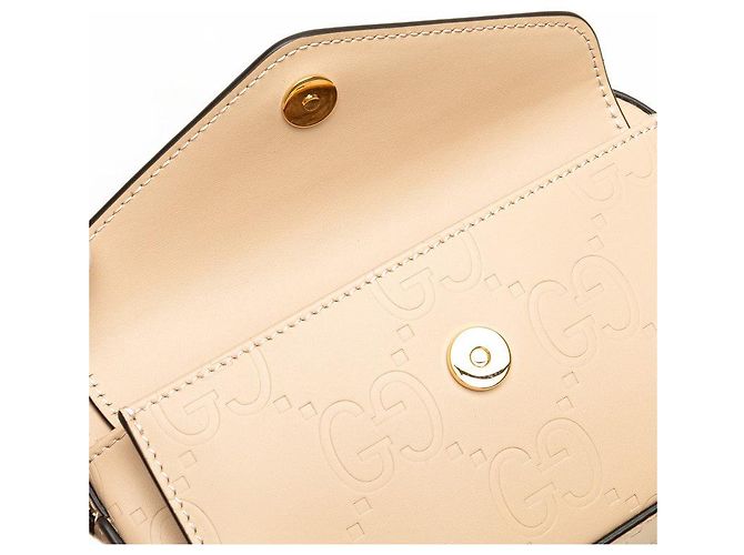 Bolso de hombro de cuero Gucci GG Super Mini Castaño Beige - vista 5