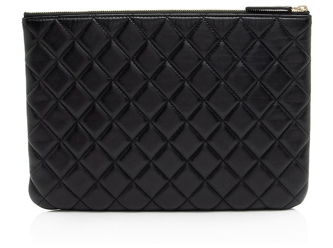 Gabrielle Chanel O-Case medio in pelle di agnello Camelia Nero - vista 3