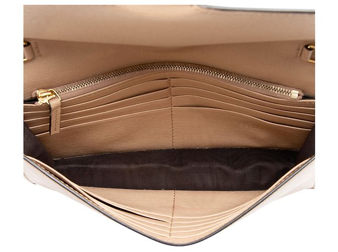 Cartera de cadena Interlocking G en piel de ternera granulada Gucci Castaño Beige - vista 7