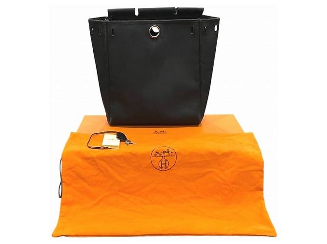 Hermès Borsa 2 in 1 Hermes Herbag Ad PM Toile Officier Nero - vista 5