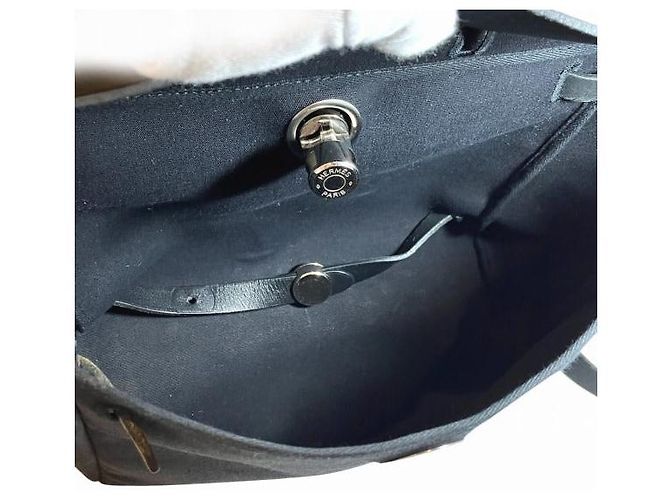 Hermès Borsa 2 in 1 Hermes Herbag Ad PM Toile Officier Nero - vista 6