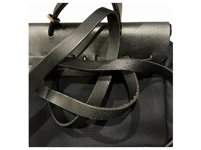 Hermès Borsa 2 in 1 Hermes Herbag Ad PM Toile Officier Nero - vista 7