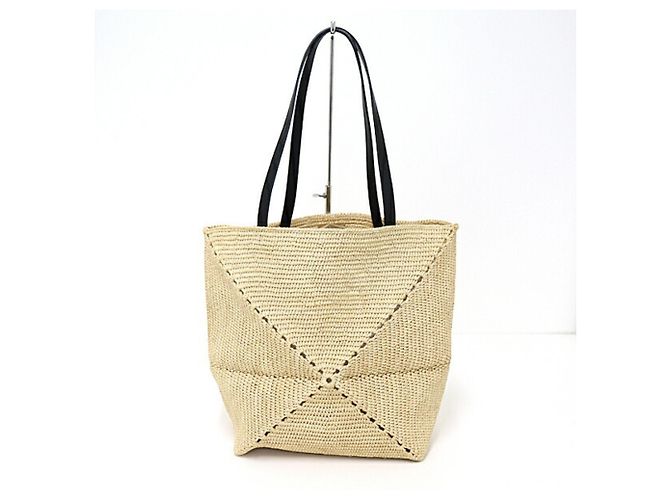 Bolso Loewe Puzzlefold Tote Medium de rafia natural - vista 2