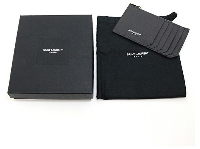 Saint Laurent Dark Gray Leather Zip Card Case Dark grey - view 2