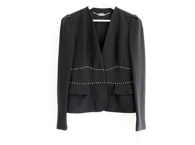 Blazer con ribete de perlas Alexander McQueen Otoño 2013 Negro - vista 2
