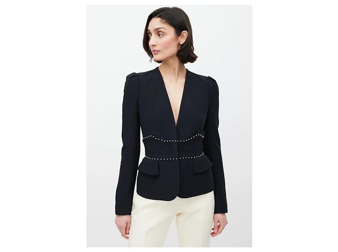 Blazer con ribete de perlas Alexander McQueen Otoño 2013 Negro - vista 4