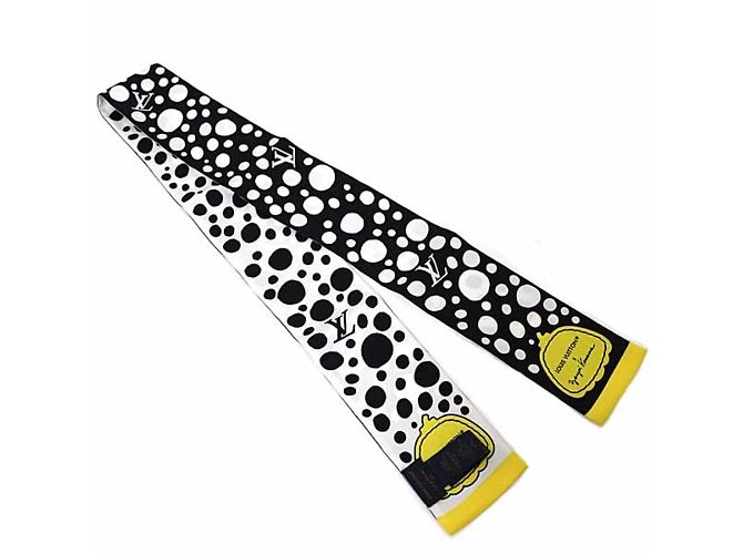 Foulard Bandeau Infinity Dot Yayoi Kusama di Louis Vuitton Nero Bianco Giallo - vista 2