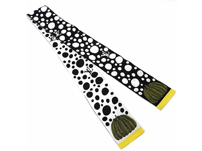 Foulard Bandeau Infinity Dot Yayoi Kusama di Louis Vuitton Nero Bianco Giallo - vista 3