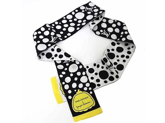 Foulard Bandeau Infinity Dot Yayoi Kusama di Louis Vuitton Nero Bianco Giallo - vista 4