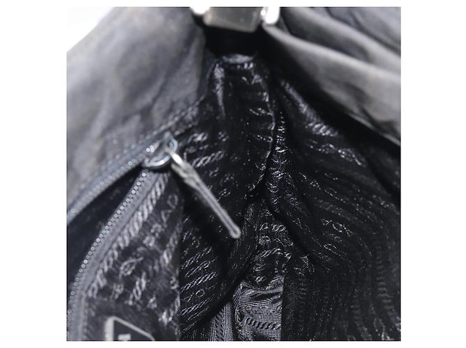 PRADA Borsa a Spalla in Nylon Nera e Argento Autentica 129067 Nero - vista 18
