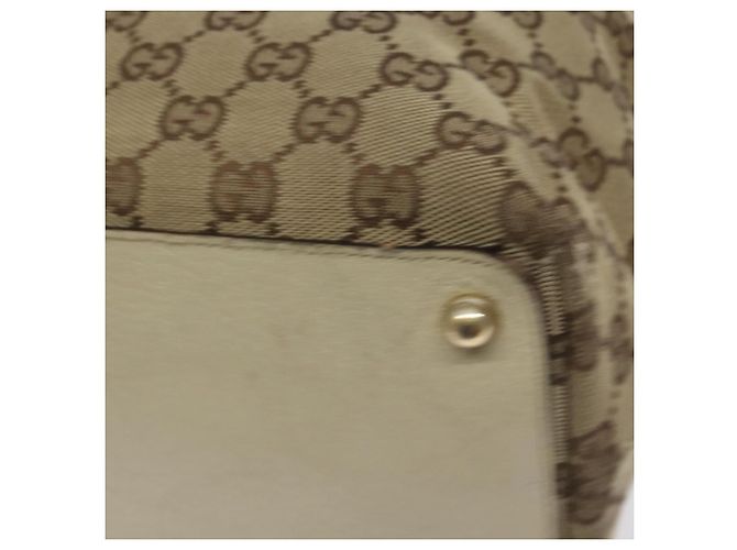Borsa tote in tela GG Gucci Beige Oro 120836 Auth BA3640 - vista 12