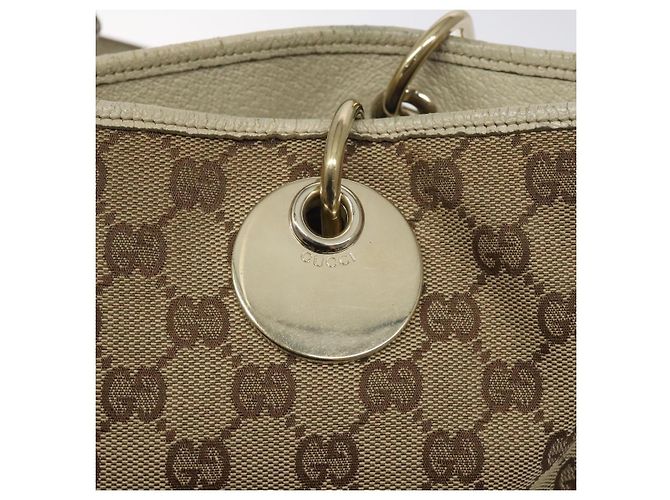 Borsa tote in tela GG Gucci Beige Oro 120836 Auth BA3640 - vista 14